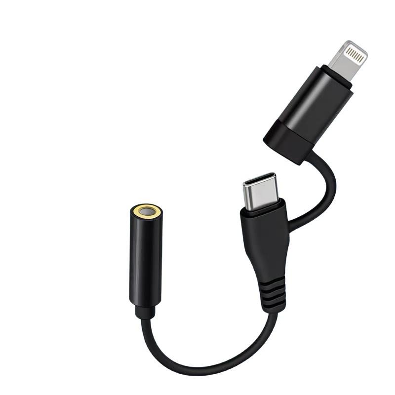 2-in-1 Type-C/Lightning To 3.5mm Earphone Adapter