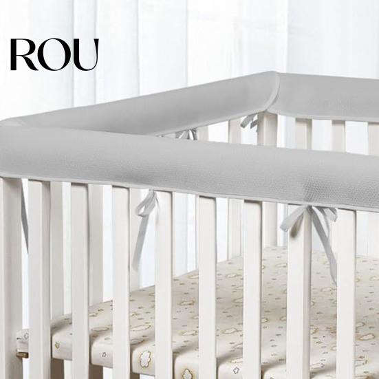 Copertura per Sbarre Lettino Dentizione Bambino 1 Set Copertura Traspirante in Rete per Culla, Morbido Protettore per Sbarre con Rivestimento Spesso Imbottito, Tappetino per Letti Toddler, Protezione Angoli Collisioni Cameretta