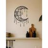 Moon Phase Mandala Wall Art Bohemian Metal Decor with Healing Crystals