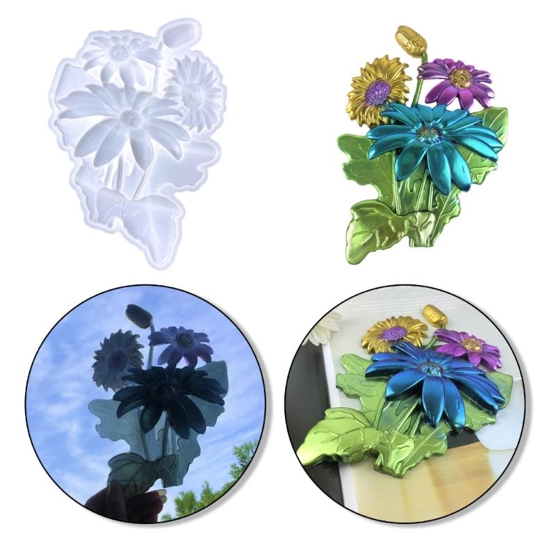 3D Sunflower Silicone Mold DIY Epoxy Resin Mold for Wall Desktop Decoration Hanging Pendant Concrete Plaster Mould Craft