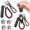 Trendy Diy Mobile Phone Number Plate Pendant Keychain For Men Punk Simple Woven Leather Rope Anti-Lost Car Key Chain Accessories