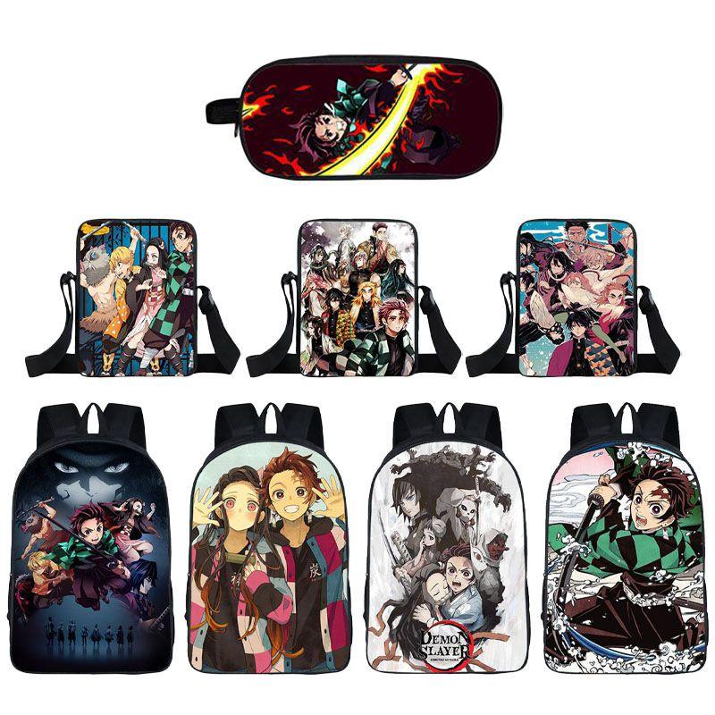 Fashionable Demon Slayer Backpack With Spacious Compartments And Cartoon Pattern Design