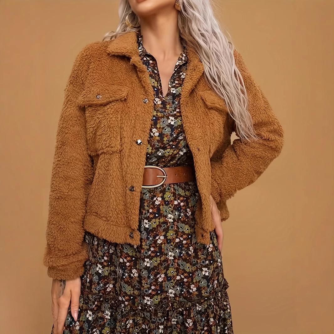 

Европейская и американская женская мода Куртка с длинными рукавами и пушистой отделкой на одной пуговице с отложным воротником - Шикарная, стильная и универсальная. Extra Large темно-коричневого