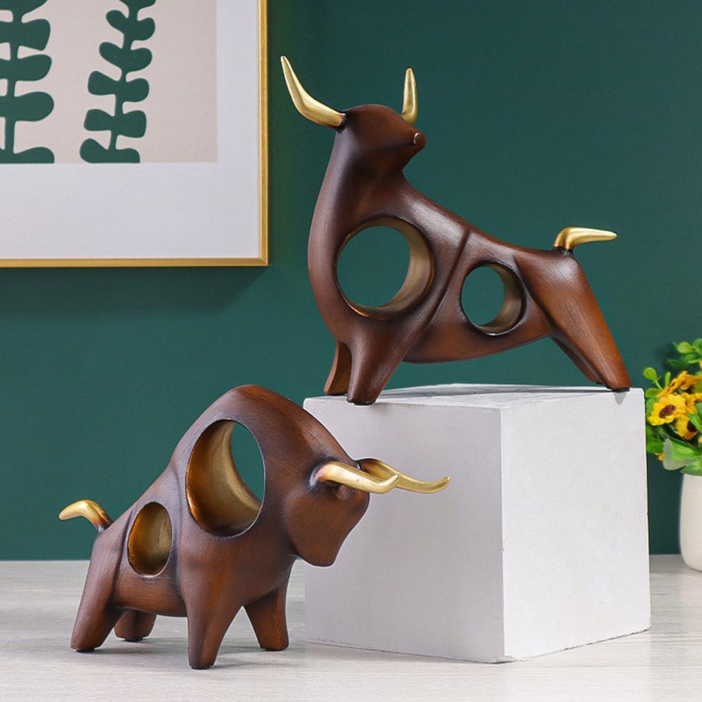 Resin Bull Sculpture Artist Graffiti Decor Modern Sculpture Present Home Office Shelf OX Figurine Bookcase Ornament Crafts