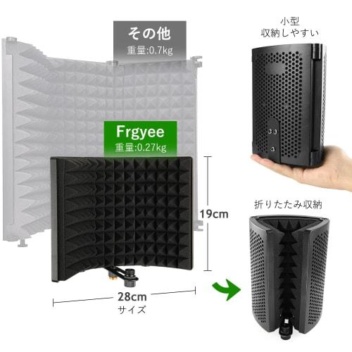 Frgyee Reflection Filter, Microphone Shield & Stand, Microphone Soundproofing, Sound Absorbing Material with High-Density Absorbing Foam, Tri-Fold (27
