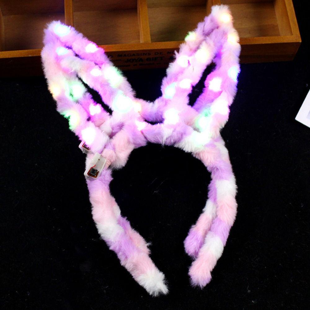 Luminous Rabbit Ears Glow Hair Band Fashion Plush Hair Hoop LED Lights Headband  Concert Prop