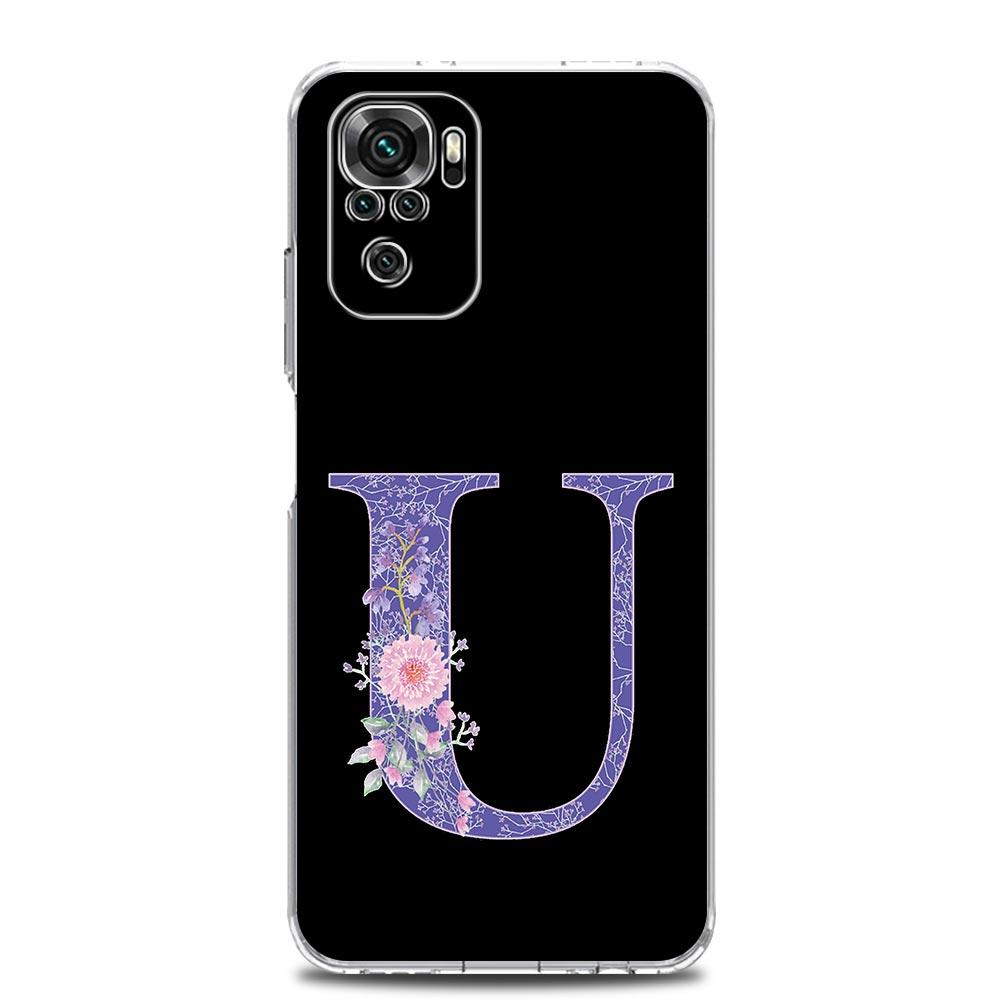 

Case For Xiaomi Redmi Note 14 13 12 4G 9 8 10 11 Pro Plus 5G 14C 13C 12C 10C 9C 9A Cover Initial Letter Retro Purple Flower Redmi Note 11Pro
