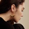 Women's Copper Sandblast 14K Gold Semi-Arc Three-Dimensional Earrings Big Ear Ring Special-Interest Design Fancy Fashion Ear Hook