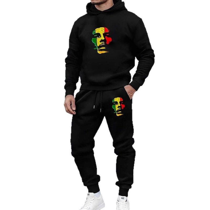 Autumn and winter street fashion casual 1-piece set European and American fashion 1D printing hooded sweater and sweatpants men