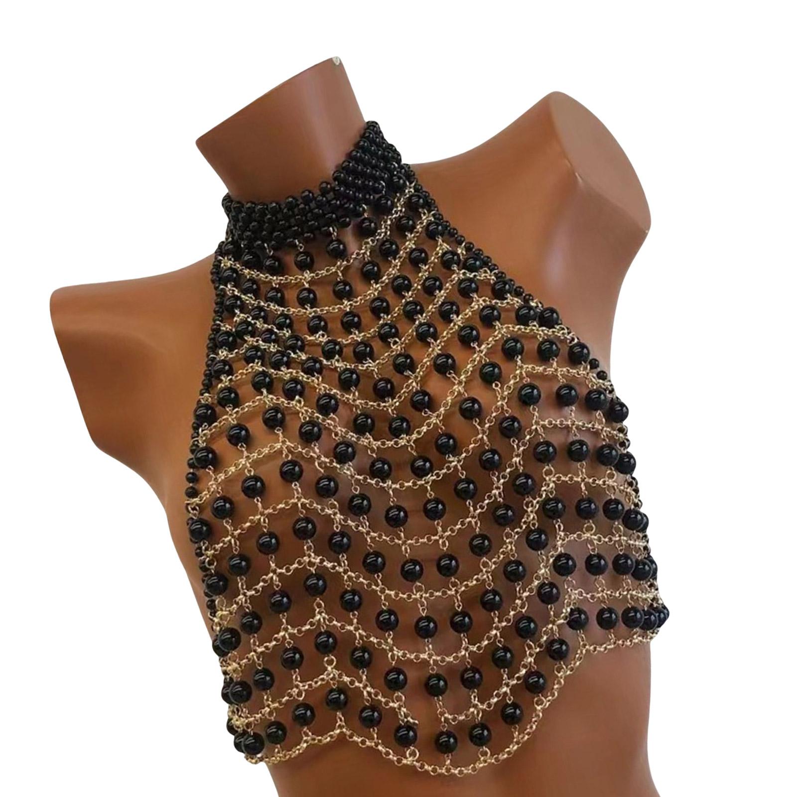 

Уникальный дизайн Элегантный жемчуг Боди-украшение Цепочка для бюстгальтера Мягкая ткань Декоративный аксессуар для смелых Модное заявление S