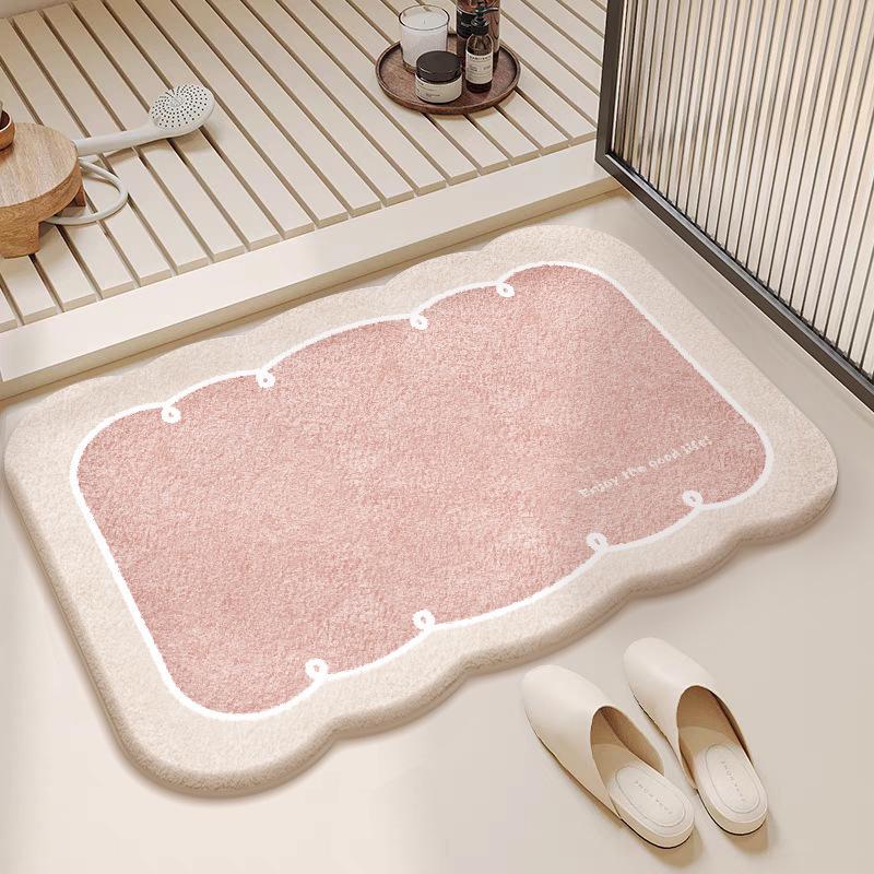 Irregular Shape Faux Cashmere Non-slip Bath Mat 40*60cm Faux Cashmere