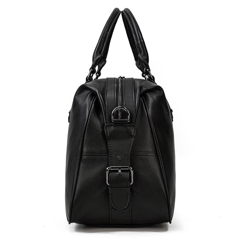 Leather Men'S Travel Bag Large Capacity Black Handbag First Layer Cowhide Shoulder Bag 20 Inch Duffel Bag Fitness Bag