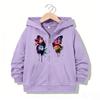 Abbigliamento Bambini Felpa con Cappuccio e Zip Divertente Casual Farfalla Lettera Felpe con Cappuccio Giubbotti Ragazzi Ragazze Y2K Felpa con Zip Felpe con Cappuccio