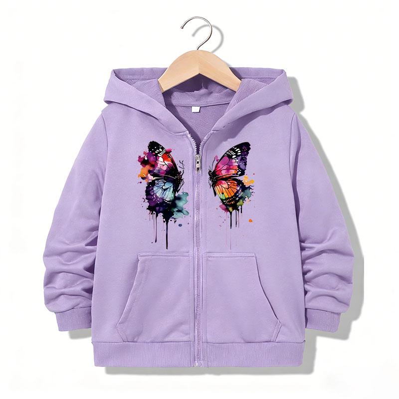 Abbigliamento Bambini Felpa con Cappuccio e Zip Divertente Casual Farfalla Lettera Felpe con Cappuccio Giubbotti Ragazzi Ragazze Y2K Felpa con Zip Felpe con Cappuccio
