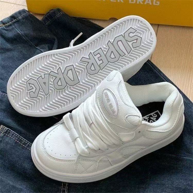 

Original pure white letter sole retro bread shoes ins niche low-top high-value sports skateboard shoes size 35 белый