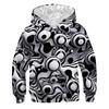 3D Černobílé designové mikiny Dětská mikina přes hlavu s dlouhým rukávem Chlapecká Dívčí Mikina Topy Streetwear Dětské oblečení Sudadera