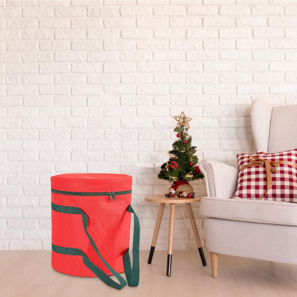 Xmas Light Storage Bag 30x35cm Oxford Cloth Holiday Lamp Storage Bag with Handle Red