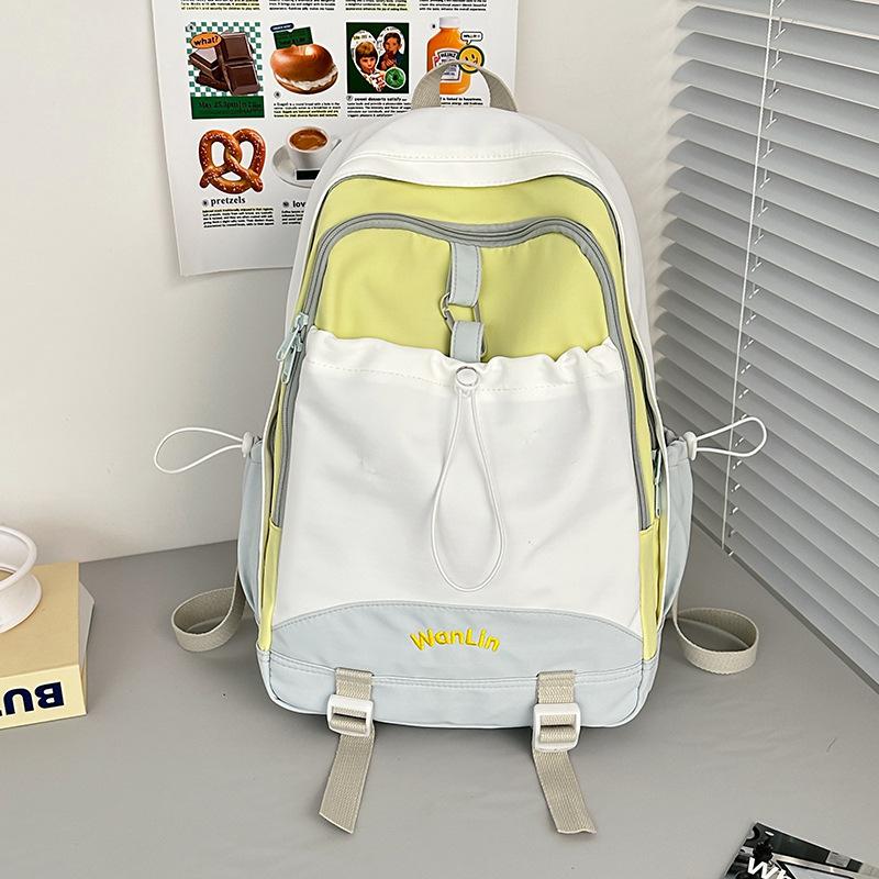 Macaron Cute Versatile Junior High School Schoolbag Female Contrasting Color Backpack High Value High School Backpack