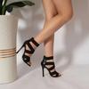 Damen Sandaletten mit dünnen hohen Absätzen Ultrahohe Stilettos mit Knöchelriemchen & Reißverschluss hinten Damen Absatzsandalen