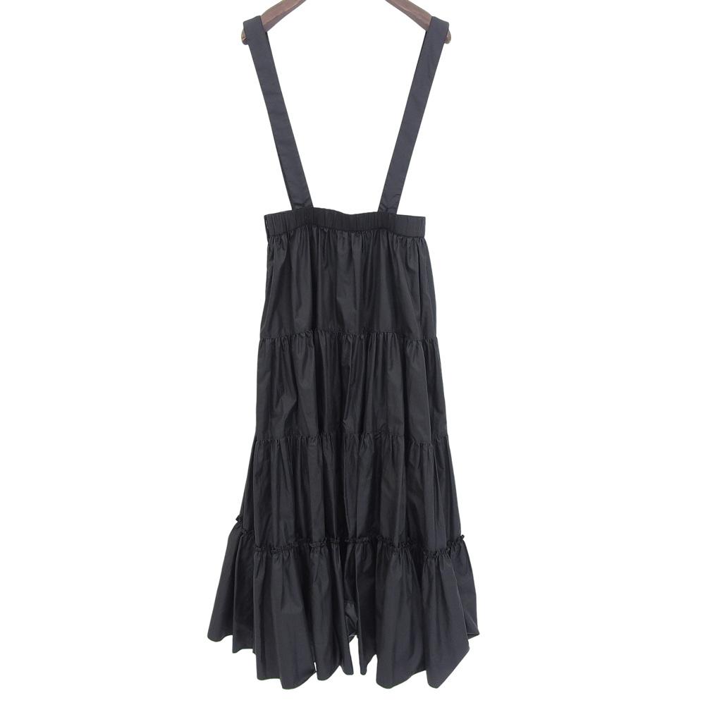 cygne Women's Long Tiered Skirt with Overalls, Black, 1 skirt 1 blackUsed