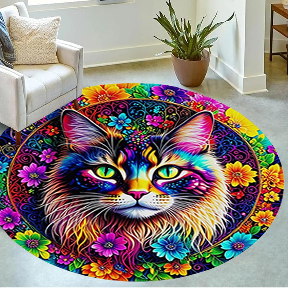 1pc Home Carpet Colorful Floral Design Rug Non Slip Office Decor Gift Living Room Bedroom