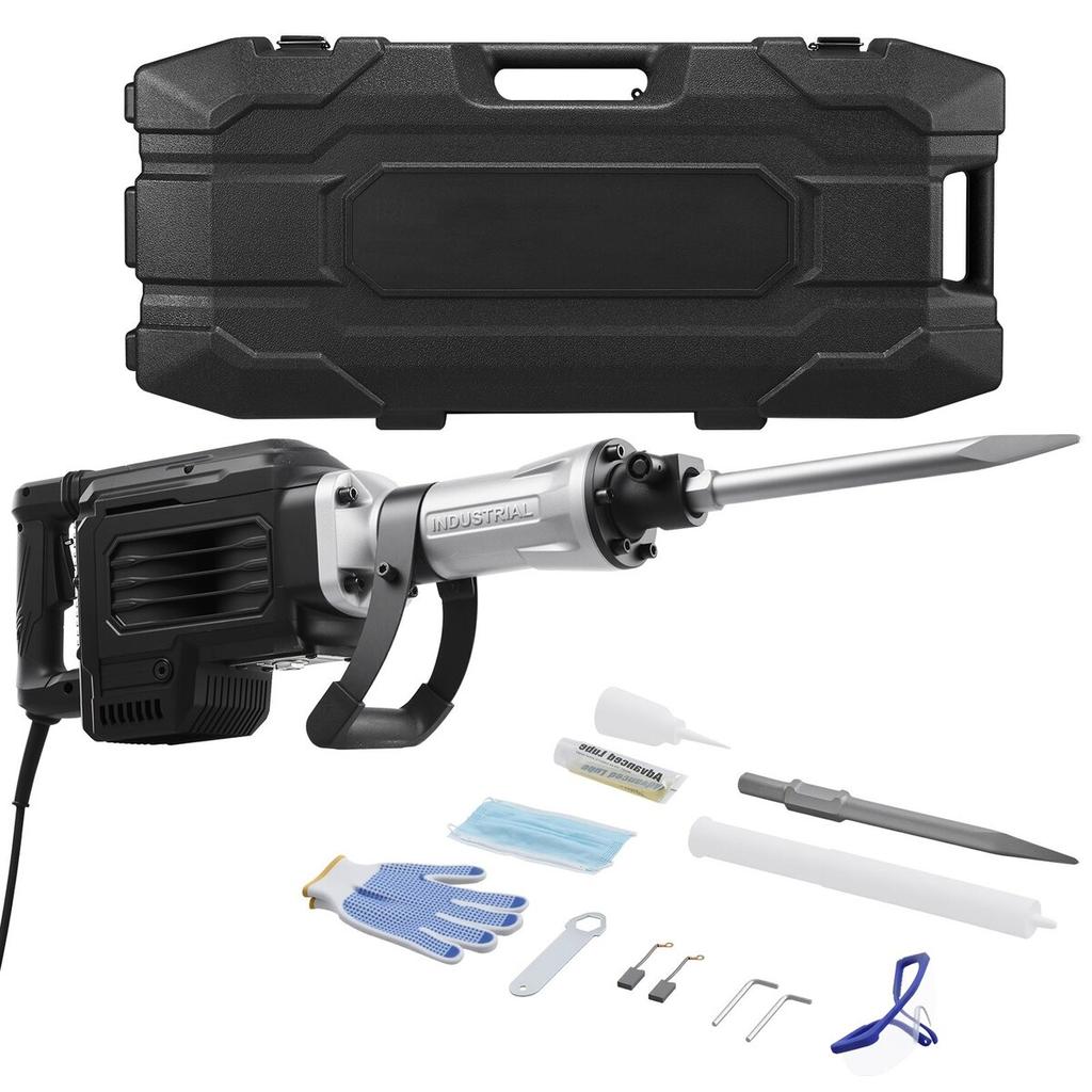 Demolition Jack Hammer, 3000 W Powerful Electric Jackhammer, 1700 BPM Concrete Breaker with a Point Chisel, Carrying Case, Gloves, Goggles, for