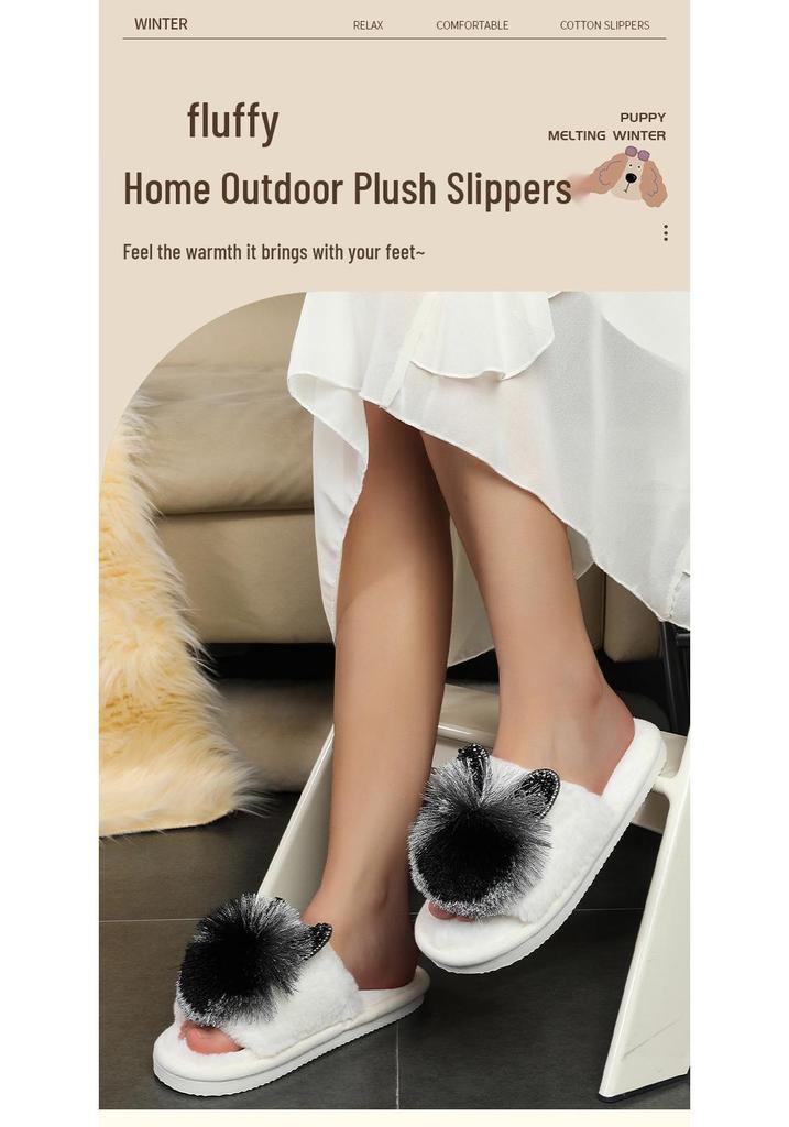 Cozy Non-Slip Plush Cotton Slippers: Soft Sole, Warm Indoor Footwear