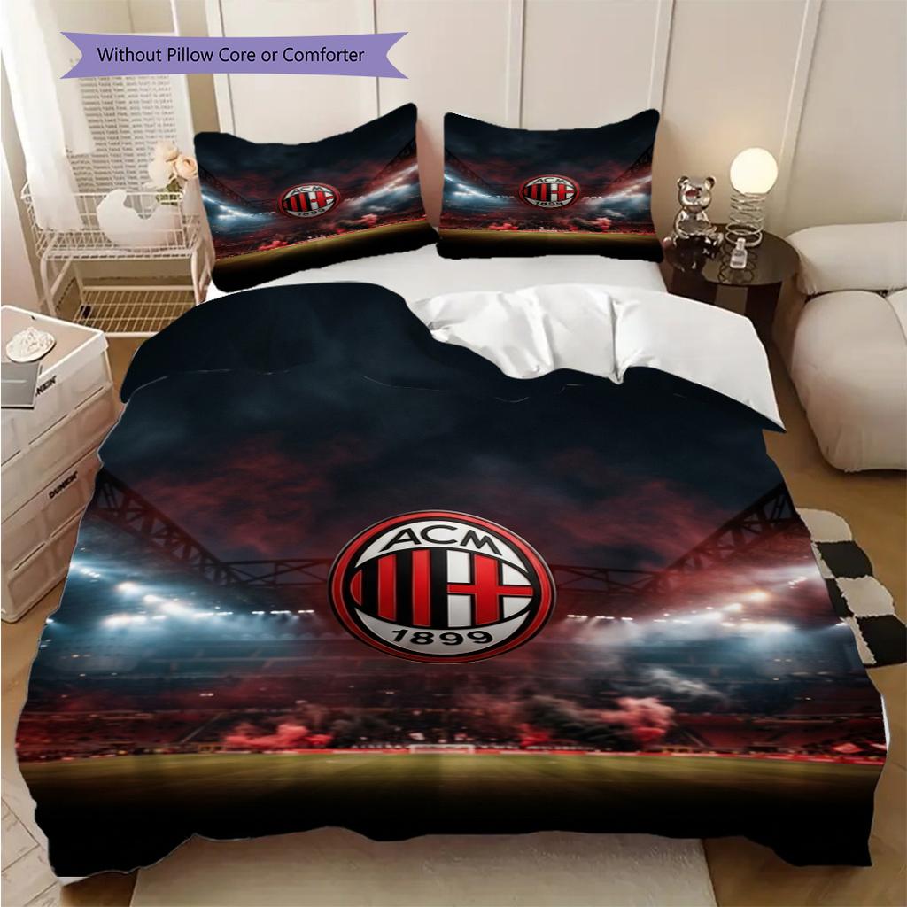 AC Milan Legacy: Passion Field Three-piece set (1 * duvet cover + 2 * pillowcase, without core) Bedding set Duvet cover and pillowcase