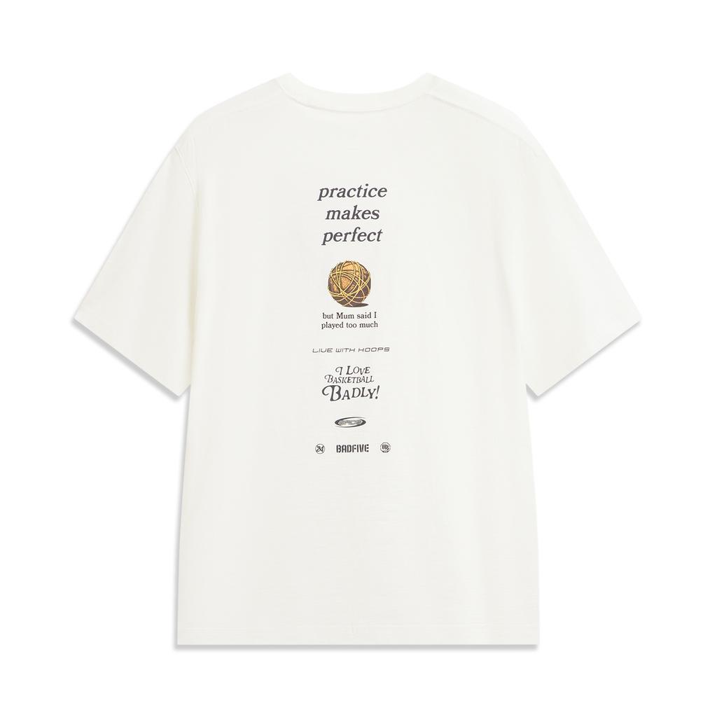 Li Ning BADFIVE T Shirts Men's Ivory Crew Neck Moderate AHSW167-4