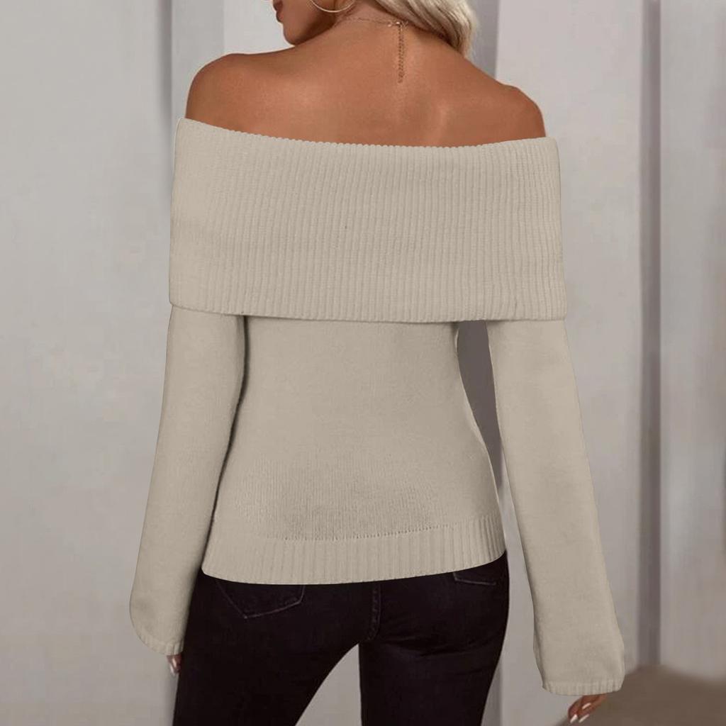 Swetry damskie z odkrytymi ramionami, składane swetry, dzianinowe swetry jesienne