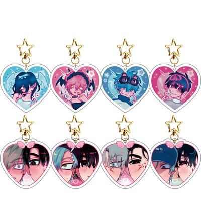 Self-Made Acrylic Anime Keychains Heart Shape Pendant Car Key Chain Acrylic Stand Gifts Cosplay Accessories