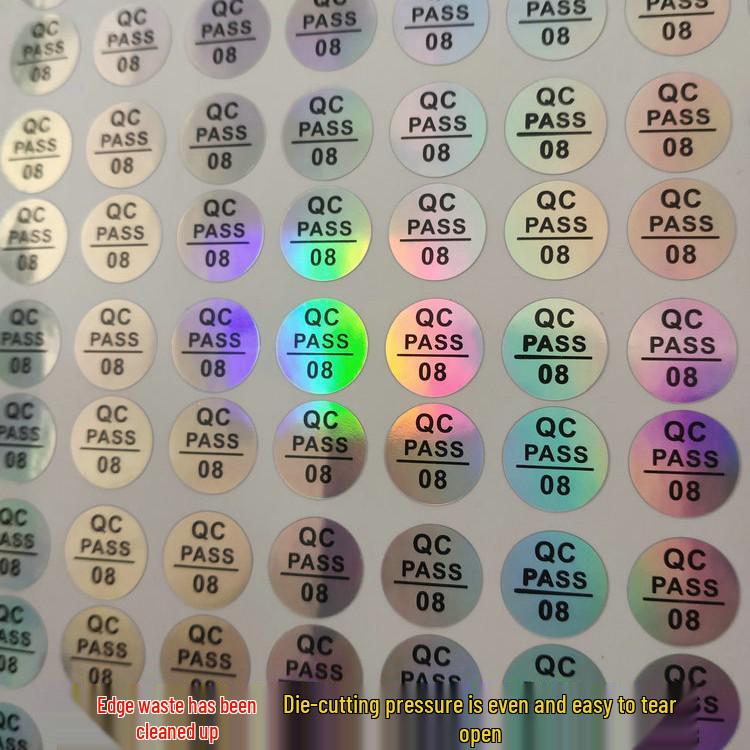 Round Waterproof Laser QC PASS Color-Changing Label - Self-Adhesive Quality Control/Inspection Sticker