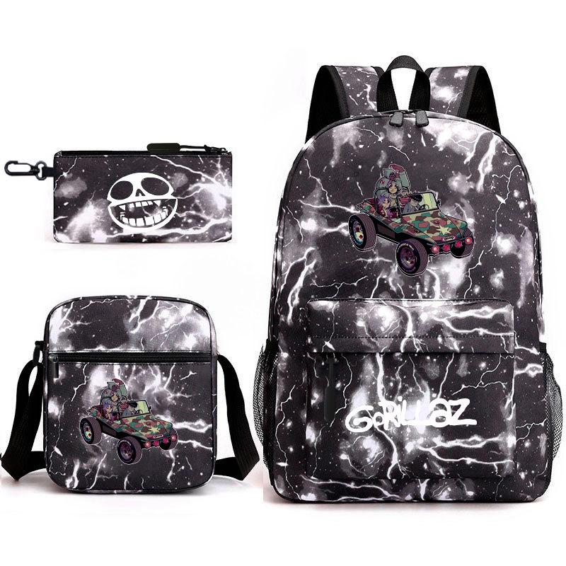 British virtual band trend heat transfer, primary and secondary school students schoolbag Gorillaz children's starry sky three-piece set, teenagers