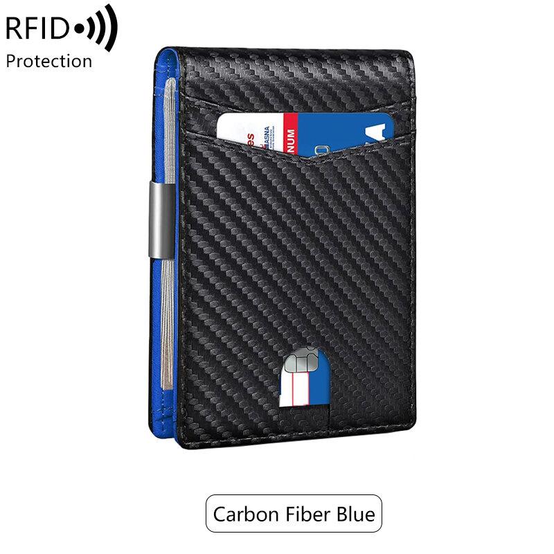 Minimalist Men's RFID Blocking Multi-functional Ultra-thin 12-card Wallet, Front Pocket Bi-fold Solid Color Portable Card Holder