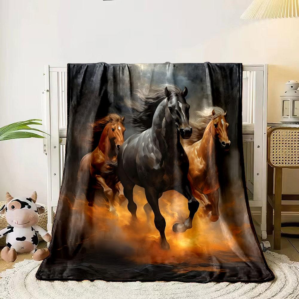 Dynamic Equine Art Throw Blanket bedroom Blanket for Livingroom Couch lunch break Soft throw for Friend's festival Gift