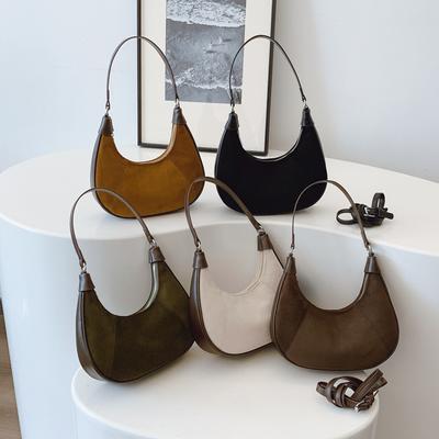 New Faux Suede Zipper Solid Color Shoulder Bags Autumn/winter Fashi Sweet Bags 2026 High Quality Temperament Crossbody Bags