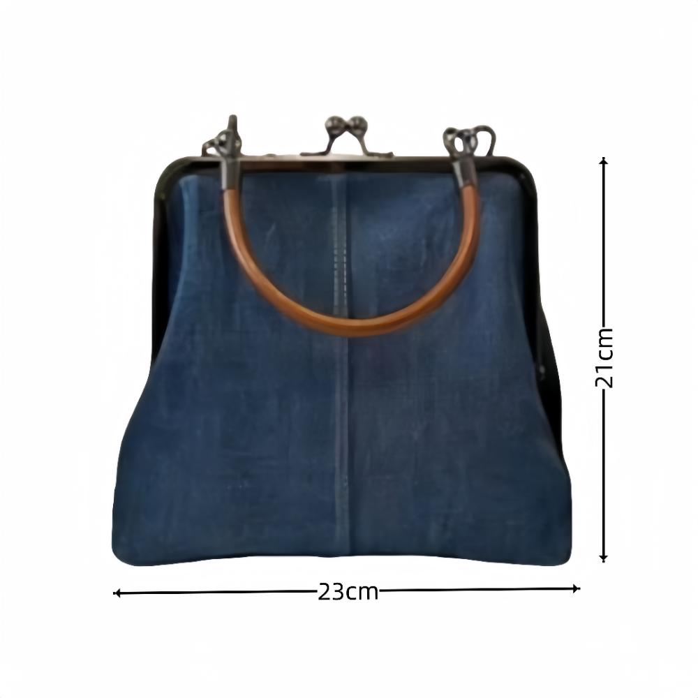 Portable Vintage Style Women Handbag Versatile Navy Blue Designer Shoulder Bag Lady‘s Denim Purses Fashionable Crossbody Bags