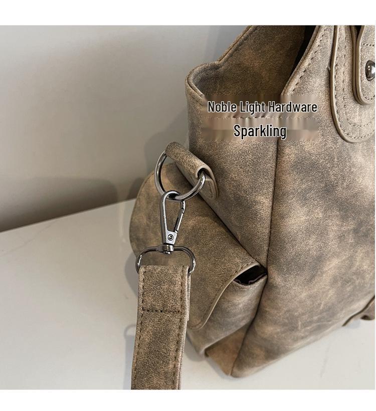 2025 Women's Retro Large-Capacity Frosted Tote, Shoulder, and Crossbody Bag