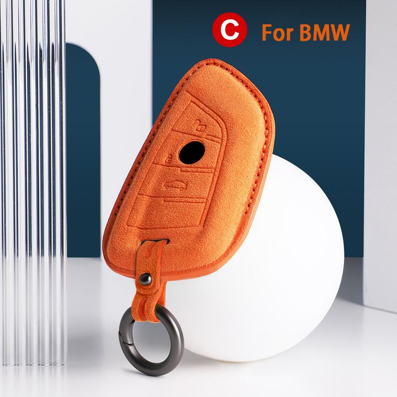 For BMW 3 5 Series X1 X2 X3 X4 X5 X6 X7 F30 F90 F10 G30 G60 E60 F48 F39 E70 F15 F16 325li 530 Car Key Case Cover Suede Keychain