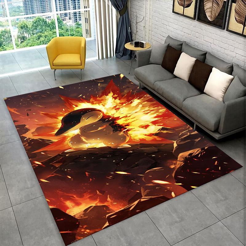 Cute Pokemon Pikachu Cartoon Carpet Rug for Playroom Bedroom Living Room Sofa Home Decor,kid Game Area Rug Non-slip Floor Mat