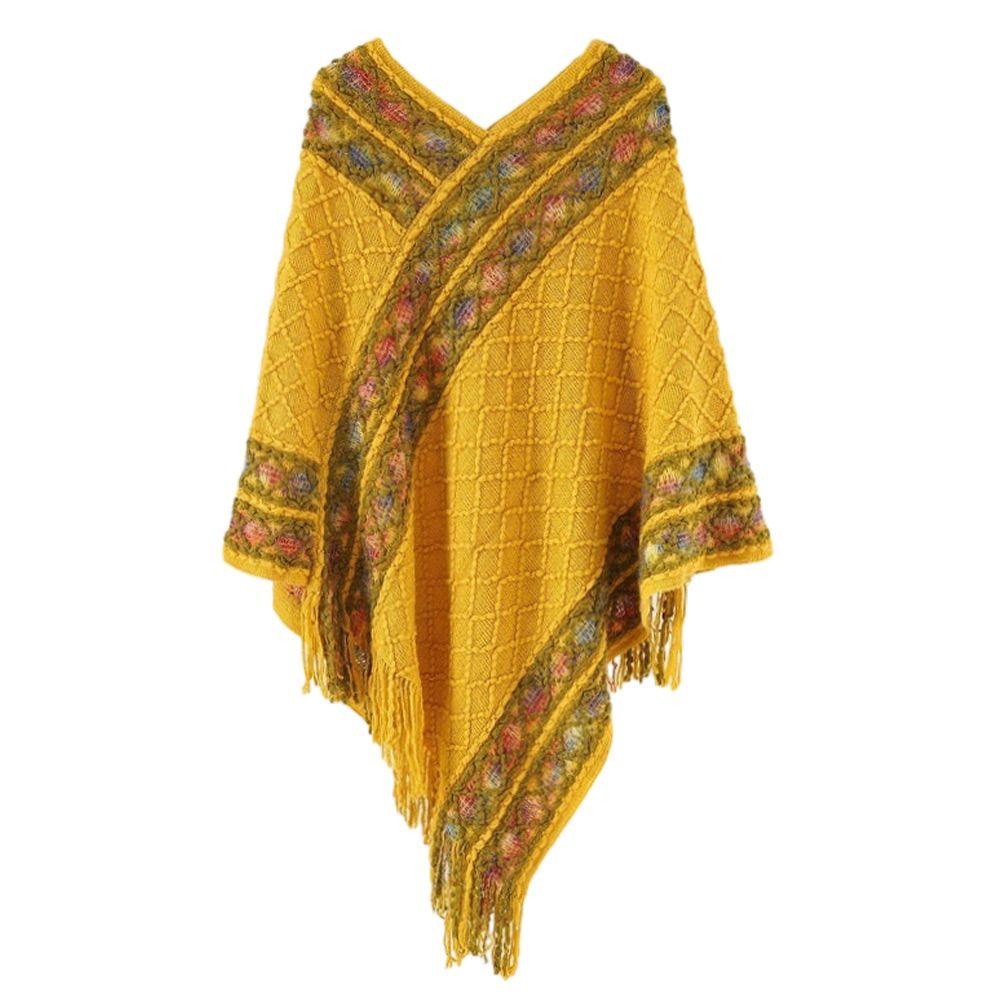 Winter Warm Rhombic Stripe Tassel Shawl Imitation Cashmere Knitting Wraps  Women Fashion