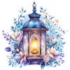 Middle Eastern Festival Floral Candle Chandelier Wall Sticker for Living Room