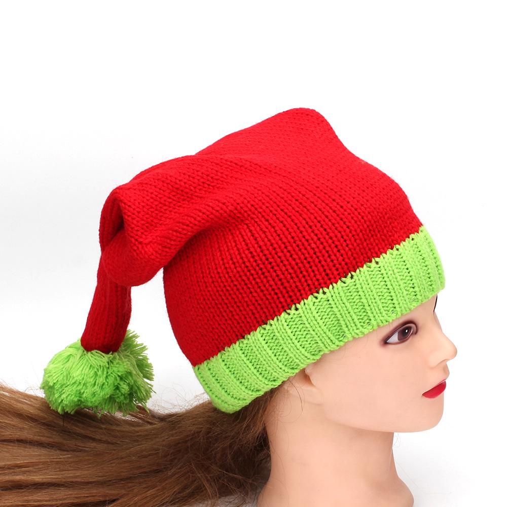 Unisex Weihnachts-Pompom-Strickmütze: Colorblock-Design für Herbst & Winter