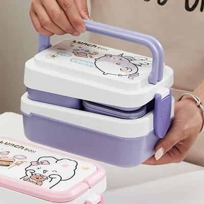 Ru Han Microwaveable Double-Layer Divided Bento Lunch Box