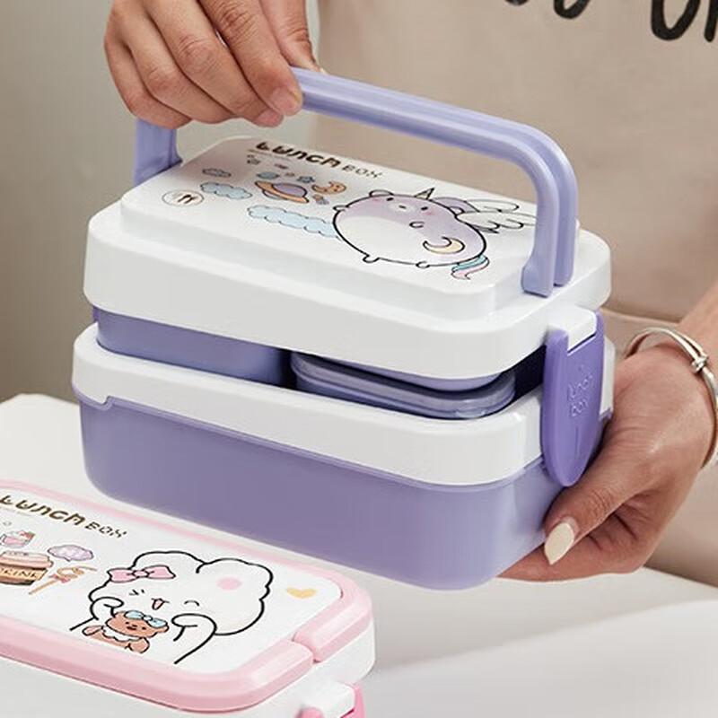 Ru Han Microwaveable Double-Layer Divided Bento Lunch Box