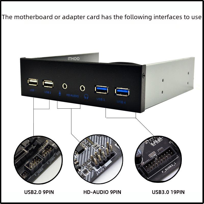 USB3.0/2.0 Optical Drive & Audio Expansion Panel with 19-Pin HD-Audio