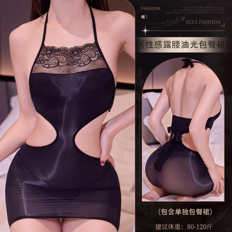 Sex underwear sexy pure desire hollow waist lace belly pocket oil light hip skirt temptation one-piece horse oil socks