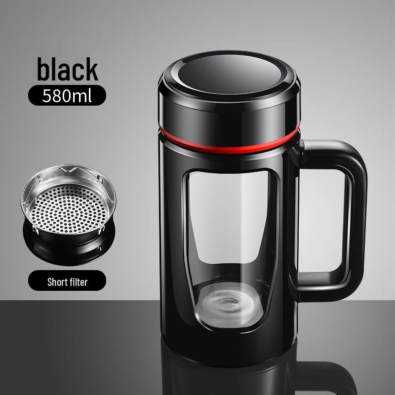 

TIANXI Double Wall Glass Mug with Handle and Lid