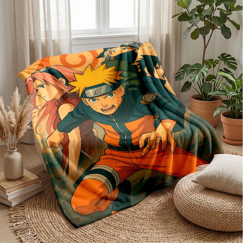 Naruto Printed Flannel Blanket Skin Friendly Warm Decorative Throw for Indoor Couch Bed Daily Use