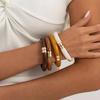 SHIXIN 4 Stile Vintage Harz Acryl Runde Röhren Armreifen Damen Boho Geometrisch Spleißbar Elastische Armbänder Hand Schmuck